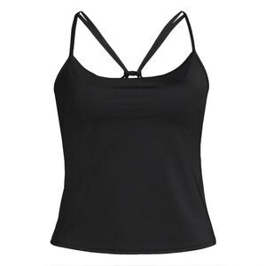 Land's End Tugless Luxe scoop neck X back tankini swimsuit top black Various